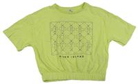 Neonově žluté crop tričko s nápisy a kamínky River Island