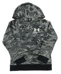 Šedo-černá vzorovaná mikina s logem a kapucí Under Armour
