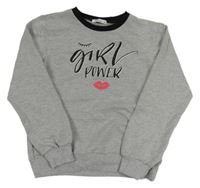 Šedá mikina s nápisem a rty 