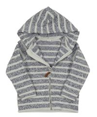 Tmavomodro-bílá pruhovaná pletená propínací mikina s kapucí H&M