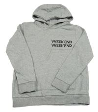 Šedá mikina s nápisy a kapucí George