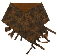 Hnědo-černá květovaná šála s třásněmi 