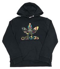 Tmavomodrá mikina s logem a kapucí Adidas