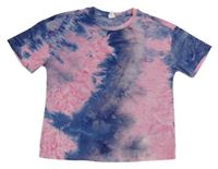 Růžovo-modré batikované tričko Shein