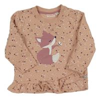 Růžová květovaná mikina s liškou Liegelind