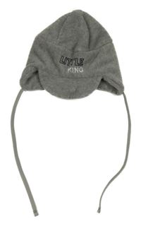 Šedá fleecová čepice s nápisem a kšiltem Ergee