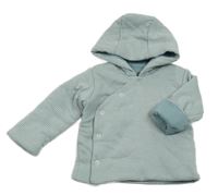 Modro-bílá pruhovaná propínací zateplená mikina s kapucí M&S