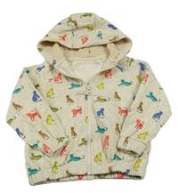 Béžová melírovaná propínací mikina s tygry a kapucí Dunnes Stores