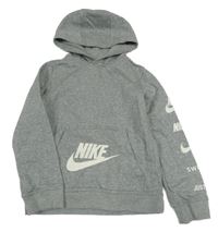 Šedá mikina s logem a kapucí Nike