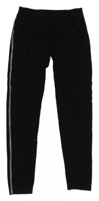 Černé punčocháčové legíny s pruhy 