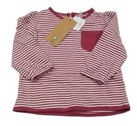 Nové - Vínovo-bílé pruhované triko Manguun