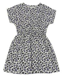 Bílo-černo-fialové šaty s leopardím vzorem 