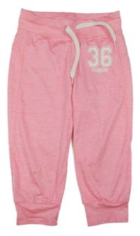 Neonově růžové melírované sportovní 3/4 tepláky s číslem H&M