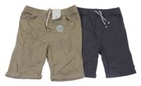 Nové - 2set - 2x plátěné kraťasy - khaki + antracitové Tu