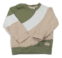 Khaki-bílo-béžová mikina 