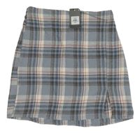 Nové - Šedomodro-růžovo-bílá kostkovaná sukně Primark