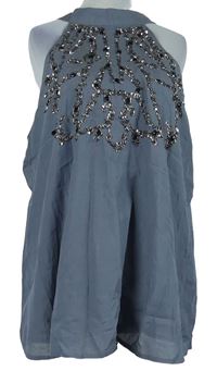 Dámský šedý halenkový top s korálky River Island 