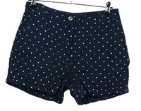 Dámské tmavomodré puntíkované plátěné kraťasy Dorothy Perkins 