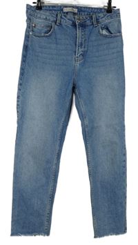 Dámské světlemodré roztřepené kotníkové rifle Denim 