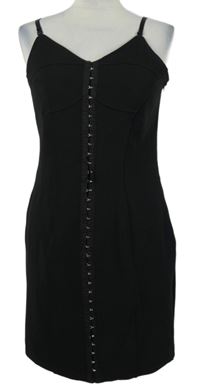 Dámské černé žebrované propínací šaty Bleuh Ciel 