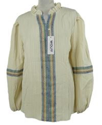 Nové - Dámská smetanová plisovaná halenka s krajkou Wolff