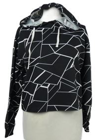 Dámská černo-bílá vzorovaná crop mikina s kapucí Shein 