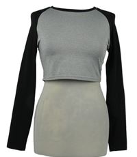 Dámské šedo-černé sportovní crop triko Shein 