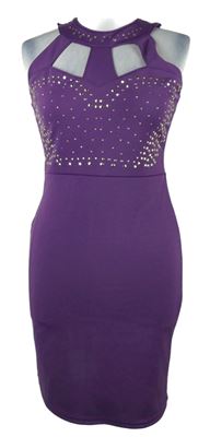 Dámské fialové pouzdrové šaty s cvočky Be Beau 
