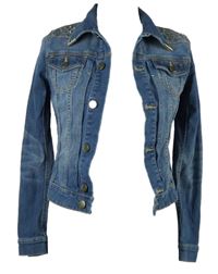 Dámská světlemorá riflová crop bunda s cvočky H&M