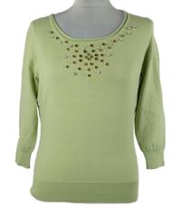 Dámský světlezelený svetr s kamínky Mexx 
