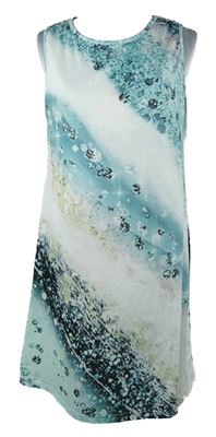 Nové - Dámský světlemodro-bílé vzorované šaty Shein 