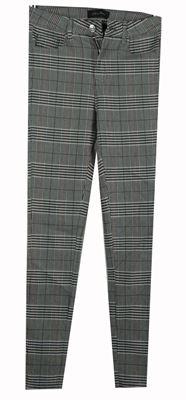 Dámské černo-bílé kostkované skinny kalhoty 