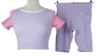 2set - Dámské lila-růžové  sportovní crop tričko + kraťasy 