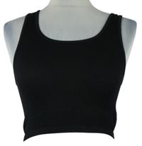 Dámský černý žebrovaný crop elastický top 