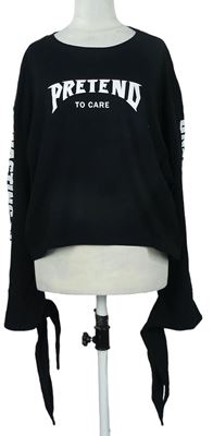 Dámské černé oversized triko s nápisy BikBok 