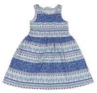 Bílo-modré pruhované bavlněné šaty se vzorem H&M