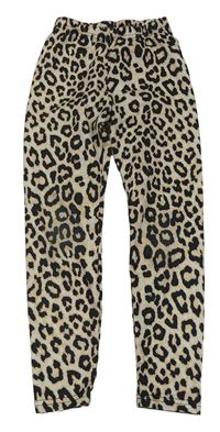 Bílo-béžové sportovní legíny s leopardím vzorem 