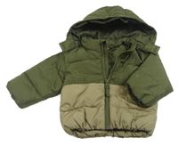 Khaki-béžová šusťáková zimní bunda s kapucí H&M