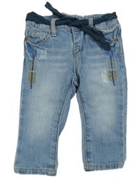 Modré rifle s výšivkou s páskem Zara