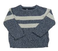 Tmavomodrý melírovaný svetr s proužky Primark