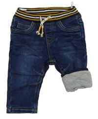 Tmavomodré podšité rifle s úpletový pasem C&A