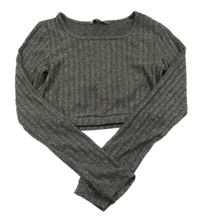 Šedo-černé melírované úpletové crop triko Peacocks