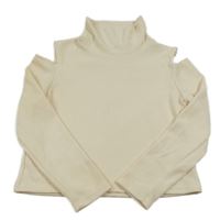 Béžový crop svetr s rolákem Shein