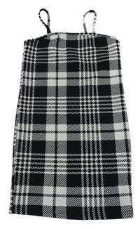 Černo-bílé kostkované šaty Shein