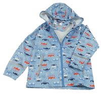 Světlemodrá nepromokavá bunda s auty a kapucí Lupilu