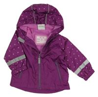 Fialovo-tmavomodrá melírová šusťáková jarní bunda s hvězdami a kapucí Topomini