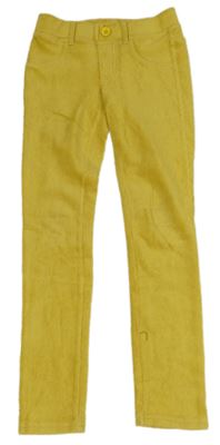 Žluté sametové žebrované tregíny Benetton