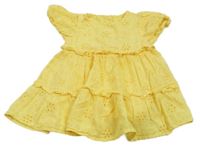 Žluté plátěné šaty s madeirou F&F