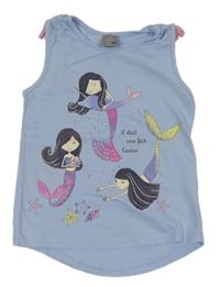 Světlemodrý top s mořskými pannami a hvězdicemi 