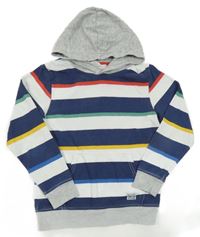 Bílo-modro-červeno barevná pruhovaná mikina s kapucí H&M